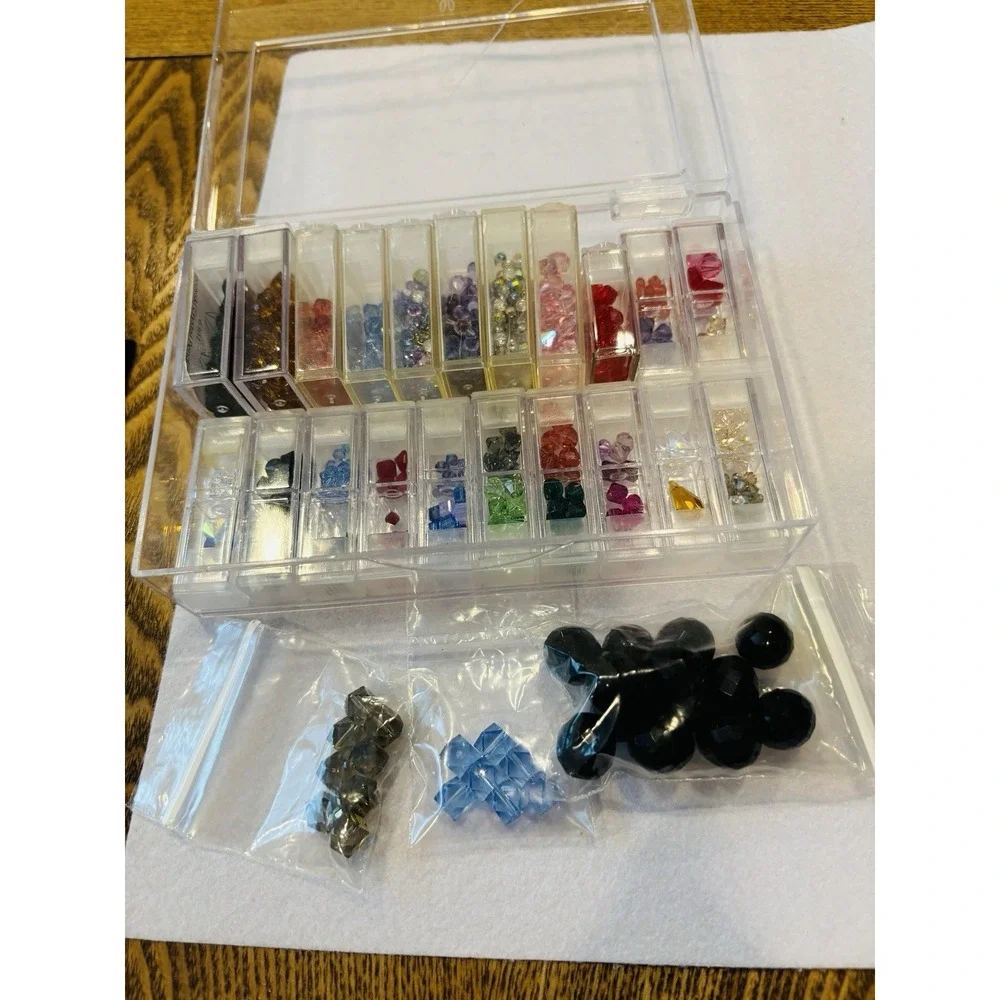 Lot Mixed Color Size Shapes Swarovski Crystal Beads Jewelry Making Box Included